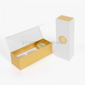 OEM/ODM Gold Paper Box Supplier –  Luxury Magnetic Closure Rigid Gift Box for 3 Candle Set  – Stars
