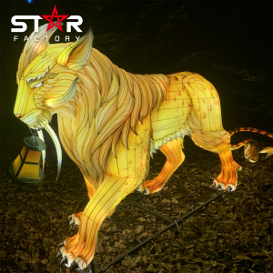 Lantern Festival Fabricación Tigre Xeométrico Escultura Animal Artístico Lanterna