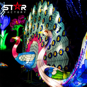 Nouveau Noël en plein air chinois Zigong animaux paon lanternes affichage