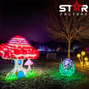 نمایش هنری فانوس های جشنواره در فضای باز با فانوس های قارچ LED