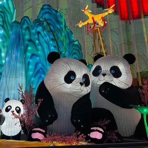 Cina Dipingpin Panda lantera Hiasan Lampion Sato