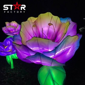 Dekorasi Festival Lentera Bunga Luar Ruangan LED Lentera Bunga Tahan Air