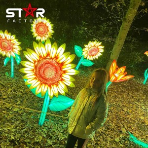 Ĉinaj Lanternoj Montras Novjaran Dekoracion Subĉiela Silka Sunflora Lanterno