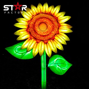 Sineeske Lanterns Show Nijjiersdekoraasje Outdoor Silk Sunflower Lantern