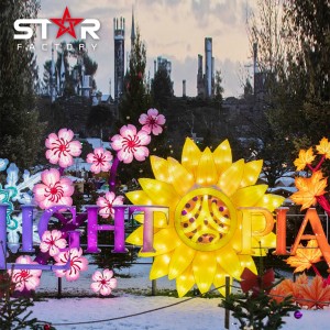 Festivali Led në natyrë Festivali i fenerëve kinezë të luleve me ndriçim gjigant