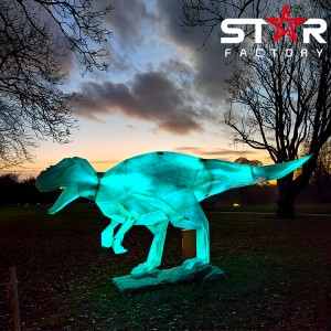 Escultura de luz LED paisagem de dinossauro de fibra de vidro