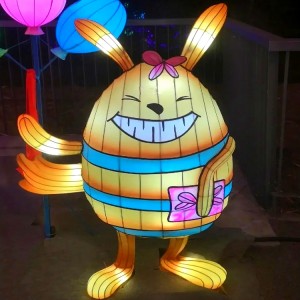 د خرگوش څارویو لالټین سینګار د چینایي فستیوال لاسي جوړ شوی ورېښمو لالټین