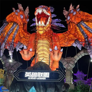 Chinese Festival Lantern Show Silk Lantern Flying Dragon Lantern For Theme Park