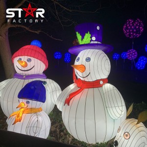 Bikin Kirsimati na Waje Fitilar Siliki na Siliki na Snowman Cartoon Lantern