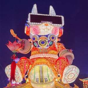 การตกแต่งโคมไฟสัตว์กระต่ายปีใหม่จีน เทศกาลโคมไฟสัตว์ที่จุดไฟ