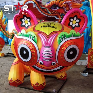 Kinijos festivalio puošmena Šilko žibinto gyvūnų tigrų žibintai