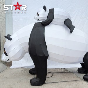 Panlabas na Chinese Panda Animal Silk Fabric Light Lanterns Festival