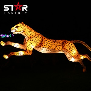 야외 중국어 등불 장식 동물 실크 등불 표범