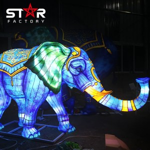 Āra ķīniešu laternu festivāla ziloņu zīda dekoratīvā laterna