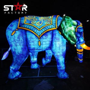 Outdoor Chinese Lantern Festival Gajah Sutra Dekorasi Lantern
