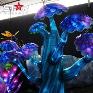 Les lanternes chinoises montrent la lanterne extérieure de soie de décoration de nouvel an