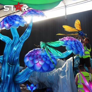 Lanternas chinesas mostram decoração de ano novo lanterna de seda ao ar livre