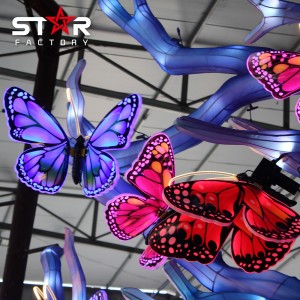 Kínai selyem pillangó fa lámpások fesztivál fényei