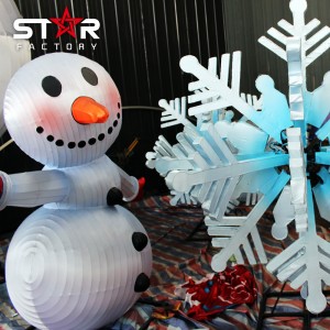 Outdoor Christmas Festival Grutte Sineeske Silk Lantern Snowman Cartoon Lantern