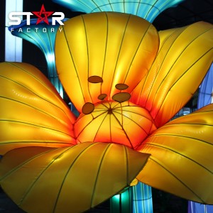 Linterna de seda con tema chino, iluminación LED con flores, Festival de linternas