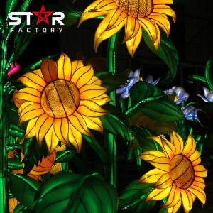 lampion Cina Témbongkeun Taun Anyar hiasan outdoor Sutra Sunflower lantera