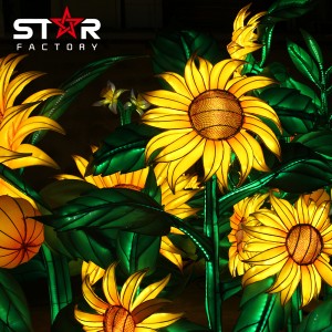 lampion Cina Témbongkeun Taun Anyar hiasan outdoor Sutra Sunflower lantera