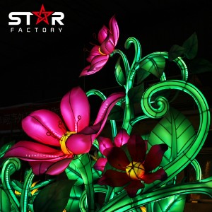 Spectacol de festival de felinare de flori din țesătură de mătase chinezească LED