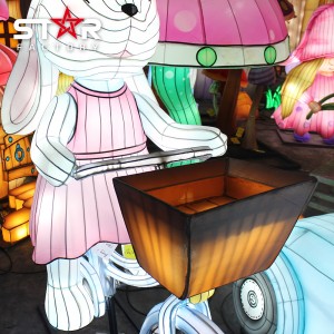 Đèn lồng năm mới của Trung Quốc Led Silk Zodiac Animal Rabbit Lantern