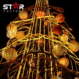 Mga Dekorasyon Bagong Disenyo na Led Outdoor Holiday Tree Christmas Tree Lantern