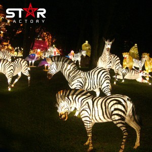 맞춤형 중국 전통 실크 동물 랜턴 얼룩말 등불 축제
