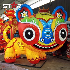 Китайски фестивал Декорация Копринени фенери Фенери с животни тигър