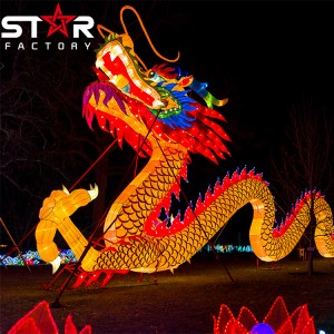 Decoration Outdoor Playground Festîvala Dragon Silk Lanterna Sersalê ya Çînî