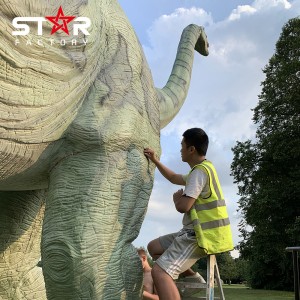 Statuja realiste e dinosaurëve animatronik me përmasa të mëdha