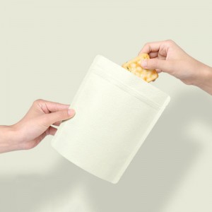 Стуткана хартиена торба за стоење со патент и засек за кинење