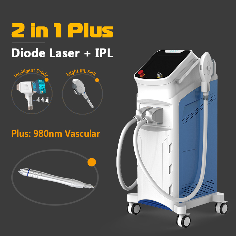 diode laser 755 808 1064nm/ 808 nm plus IPL skin care with 980nm laser