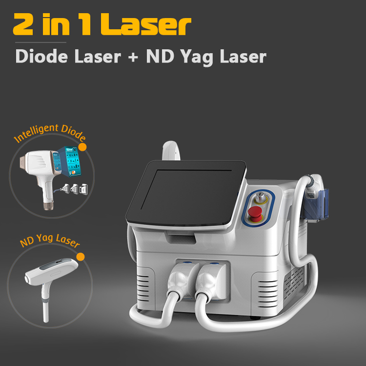 professionell diodlaser plus ndyag laser 2 i 1 hårborttagning smärtfri tatueringsborttagning kolpeeling