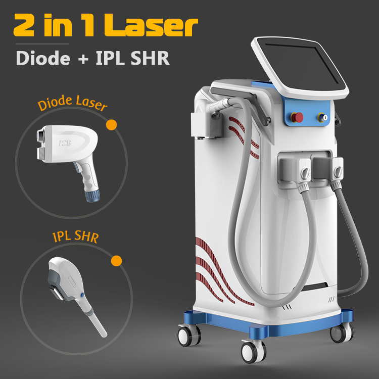 diode laser hair removal ማሽን 755 808 1064nm diode plus IPL SHR የቆዳ እንክብካቤ ሌዘር 3 ሞገዶች የውበት ሳሎን መሳሪያ
