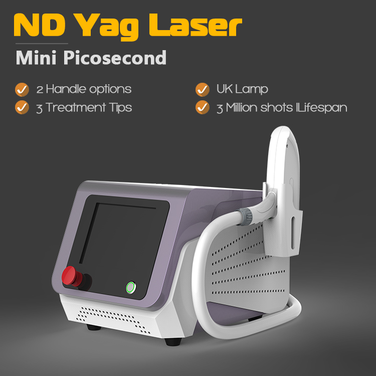APQ1 ndyag laser 2 diverse impugnature per opzioni di rimozione del tatuaggio 1064nm, 532nm e 1320nm ndyag pico