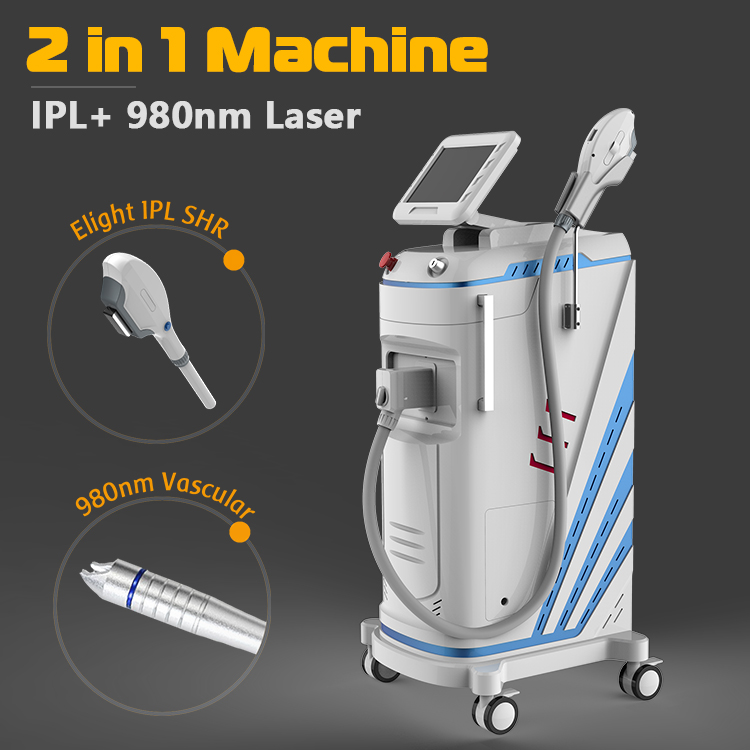 IPL plus 980-nm-Griff Professionelle vaskuläre Besenreiser-Entfernung IPL/OPT-Hautverjüngung