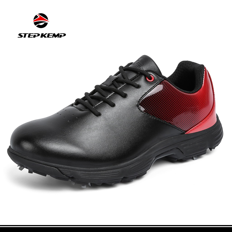 Këpucë golfi me dizajn të ri me porosi për burra, gra të papërshkueshme nga uji, PU Spikes