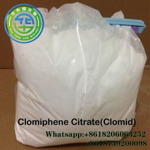 99% ความบริสุทธิ์ต่อต้านเอสโตรเจน Clomid เตียรอยด์ผง Clomifene Citrate สำหรับโรคทางนรีเวช CAS 50-41-9