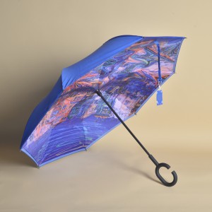Paraugas invertido plegable a proba de vento con protección UV