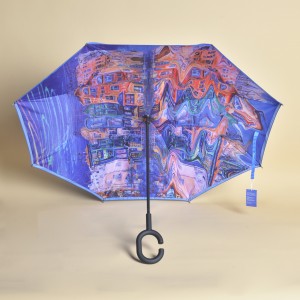 Cosaint UV Droim ar Ais Folding Windproof Bun os cionn an Dúin Umbrella