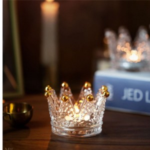 Light luxury glass crystal golden crown necklace ring storage disc creative decoration aroma candle holde