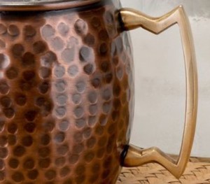 Antique Copper Plated Curved Moscow Mule Mug - Hammered 550ml