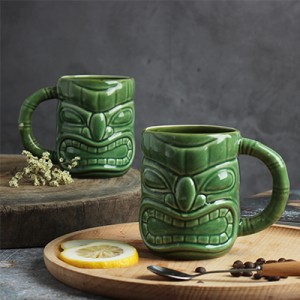 Ceramic Tiki Mug Tare da Hannu 450ml