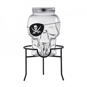 Pirate Skull Glass gėrimų dozatorius su stovu 3.0L