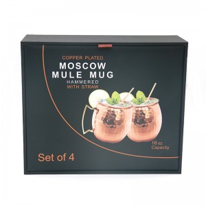 Mug Moscow Mule Dibelasah Dengan Set Jerami – Kotak Hadiah Segi Empat