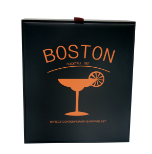 10 dalių Bostono kokteilių rinkinys – stačiakampė dovanų dėžutė
