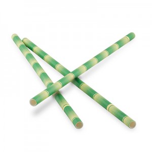 Paille en papier de bambou vert 8 pouces